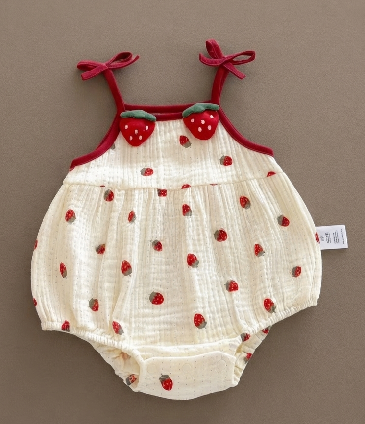 Strawberry Fields Muslin Bubble Romper