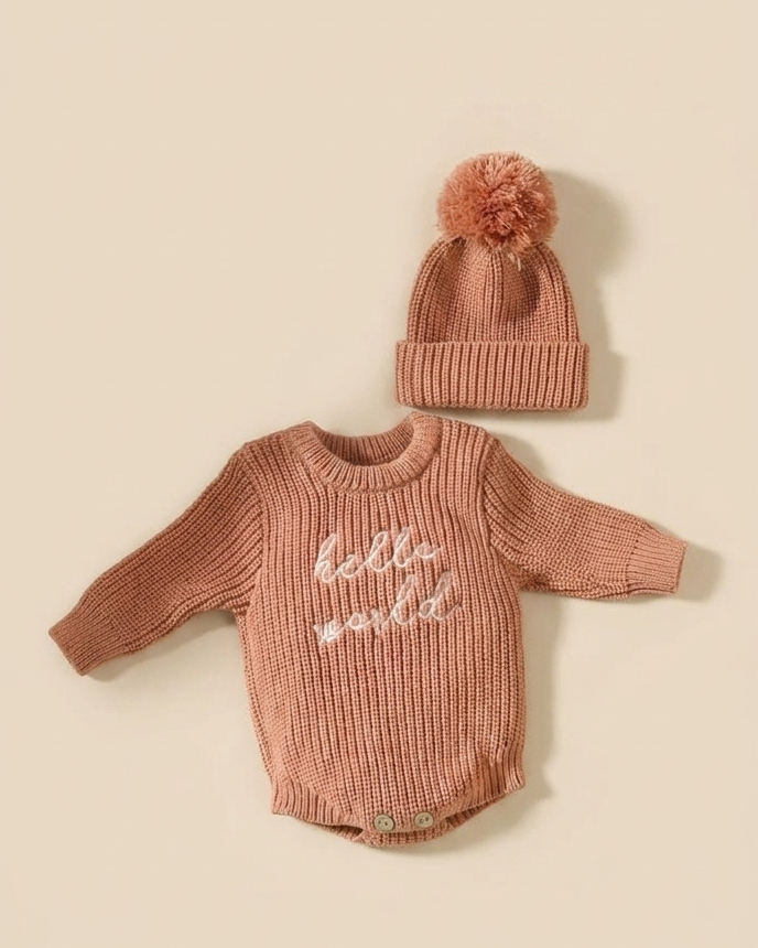 Brown newborn romper set