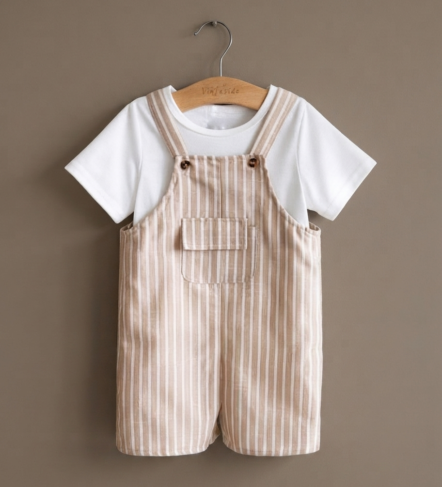 Striped Overall Set