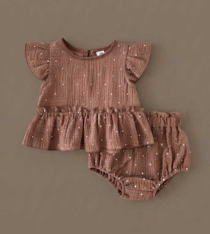 Cinnamon Dot Muslin Set