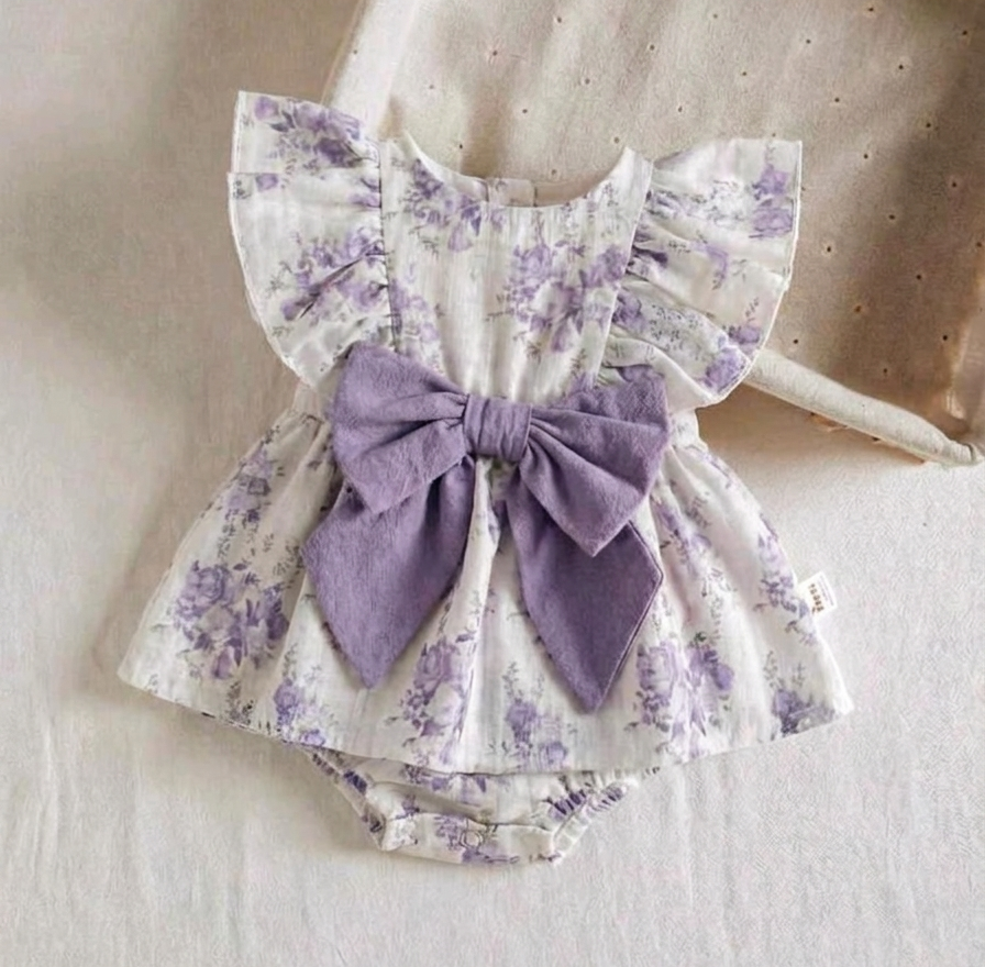 Lavender Garden Bow Romper