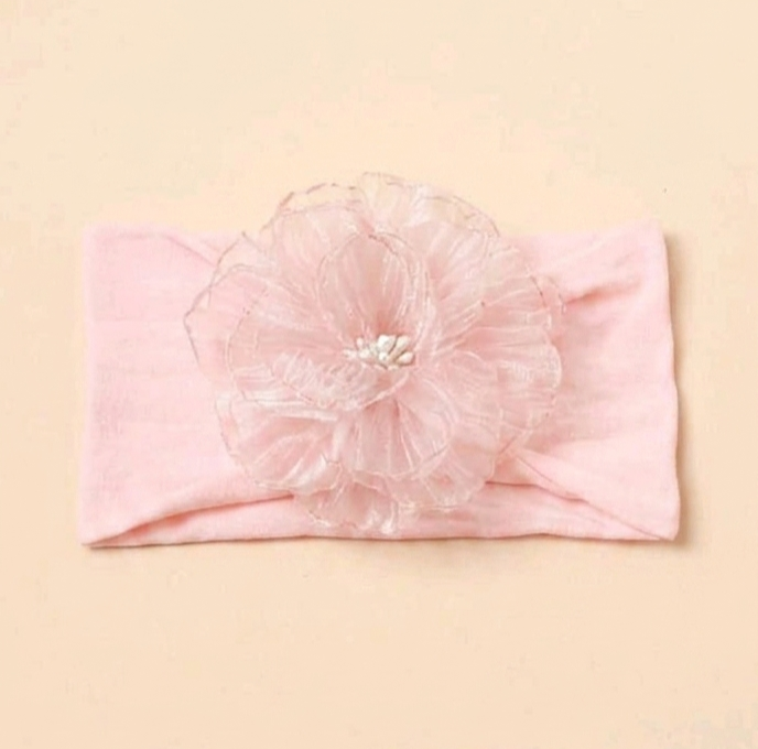 Organza Flower Headband - Baby Pink