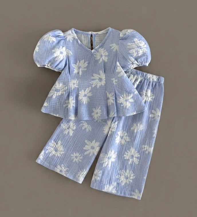 Sky Blue Daisy Smock Set