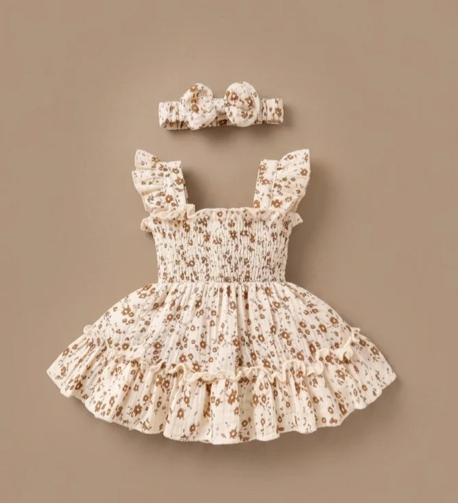 Floral Ruffle Frock with Headband
