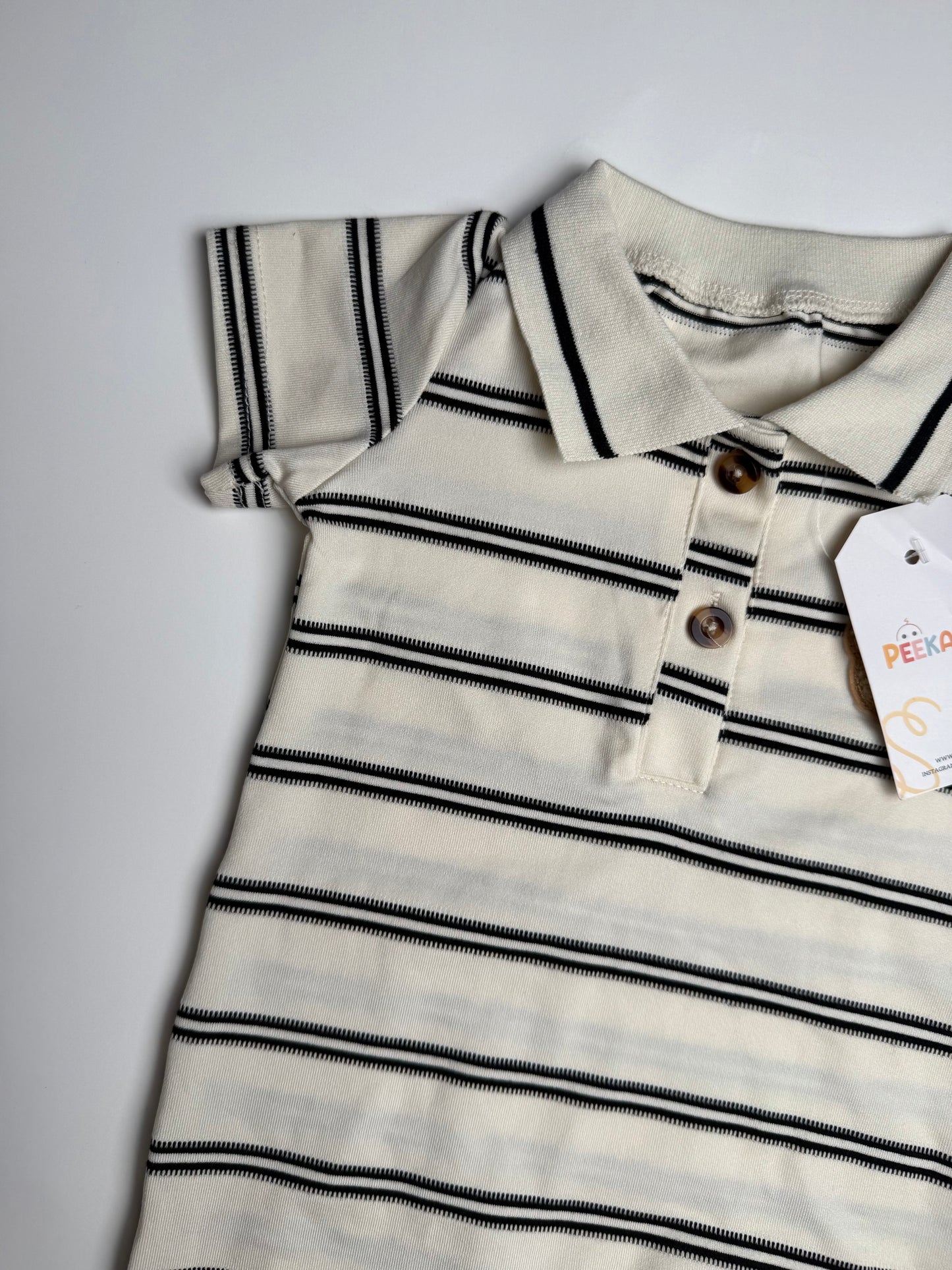 Striped Polo Bear Romper