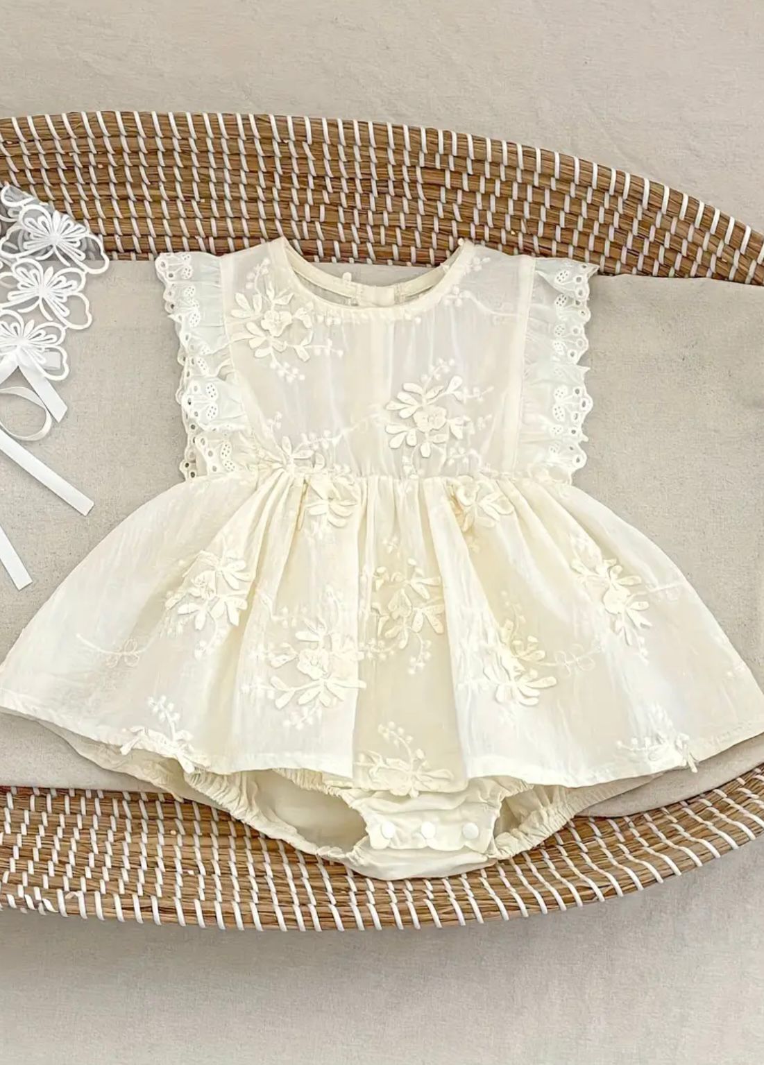 Cotton frock with 3D floral design
