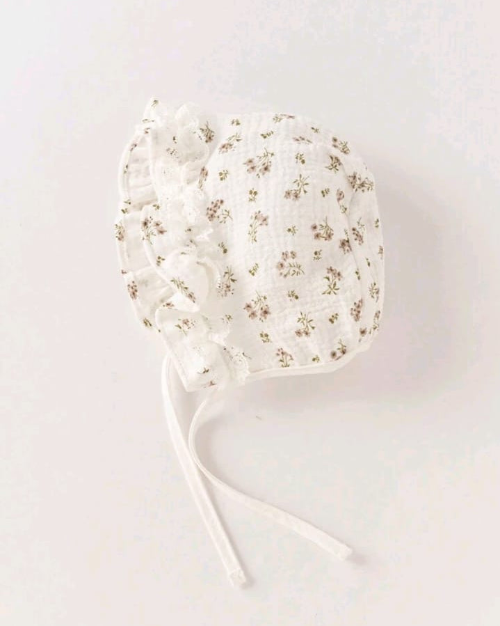 Muslin floral bonet cap