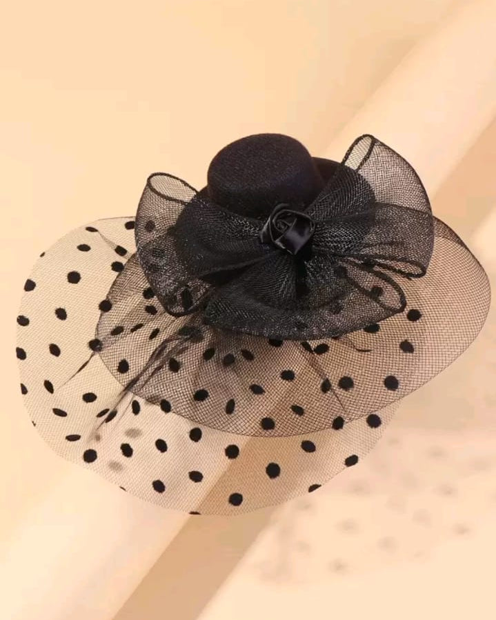 Black Tulle Rose Hair Clip