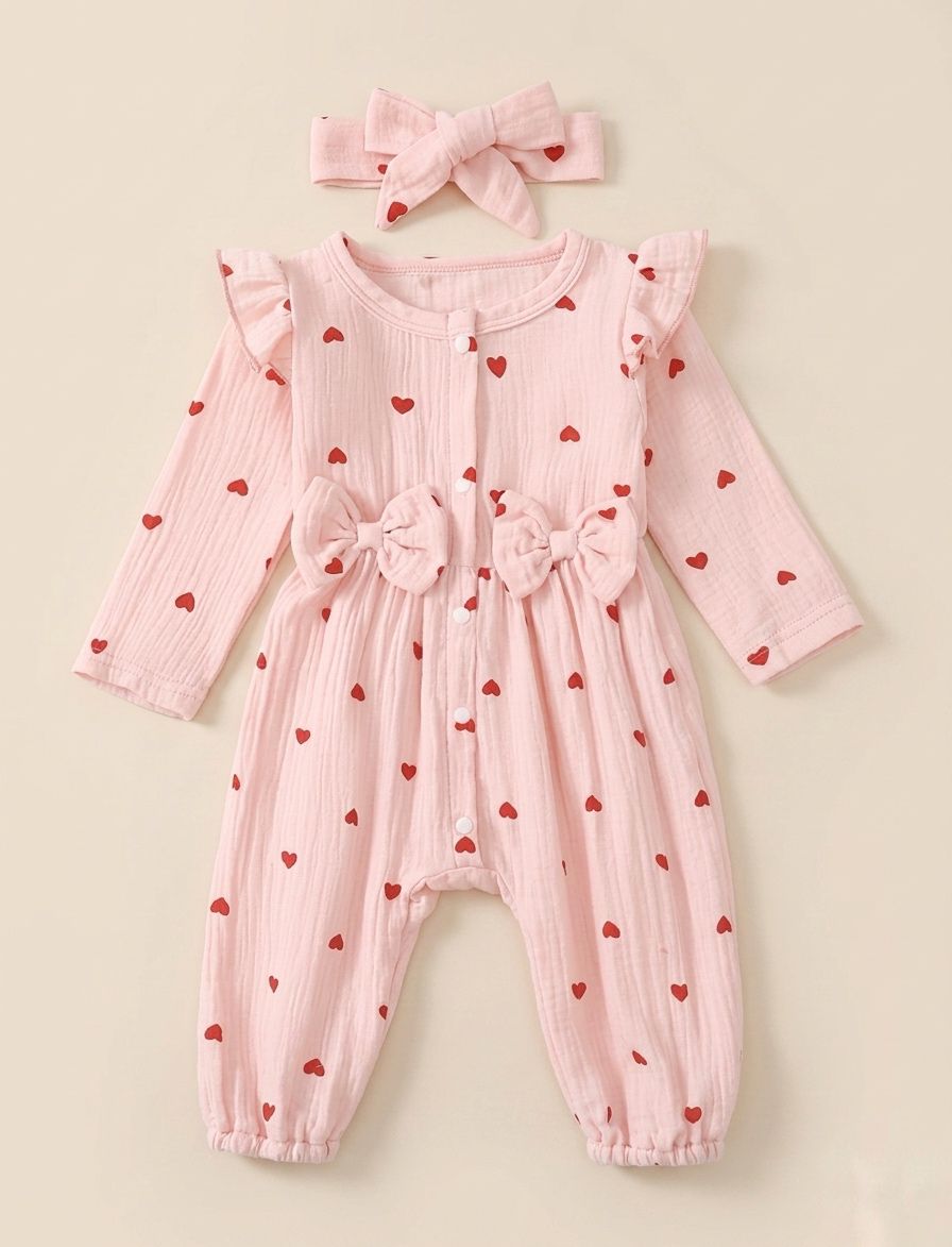 Heart Printed Romper Set