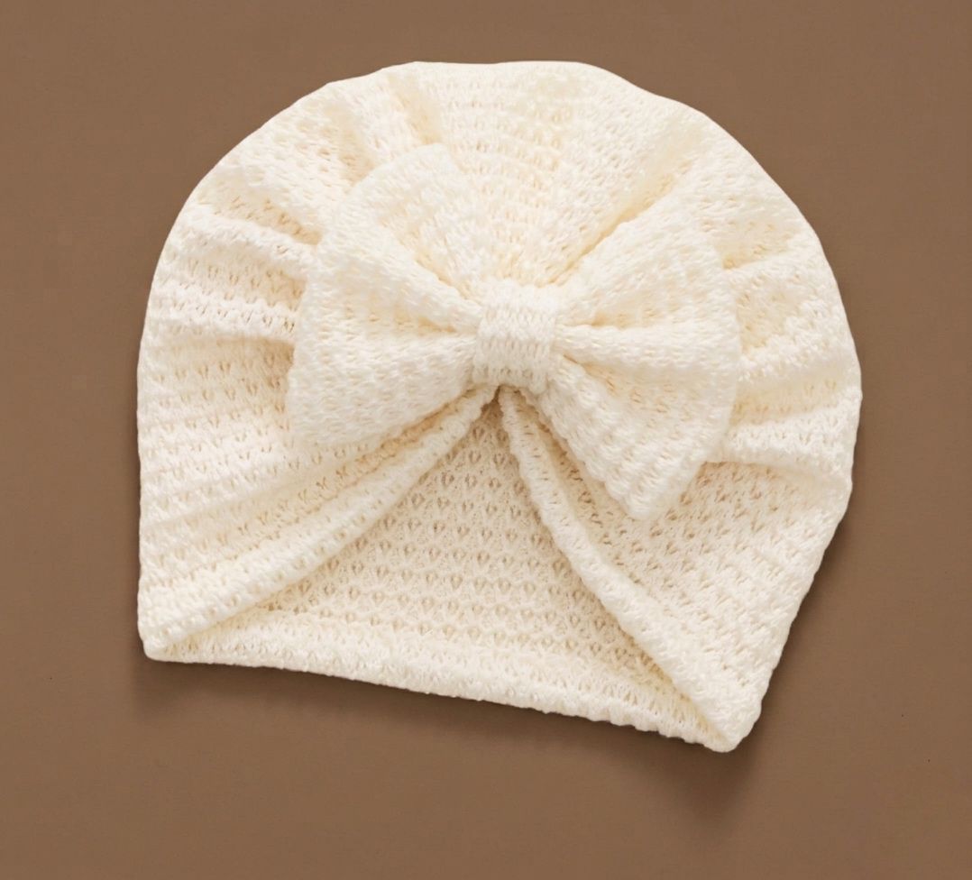 Cream Bow Turban Cap