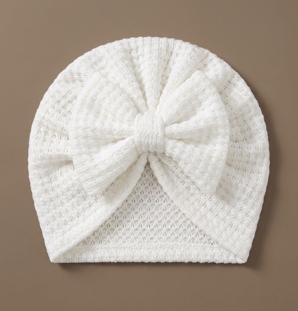 White Bow Turban Cap