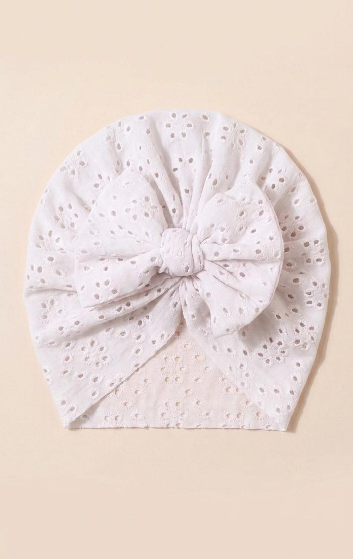 White Bow Turban Cap