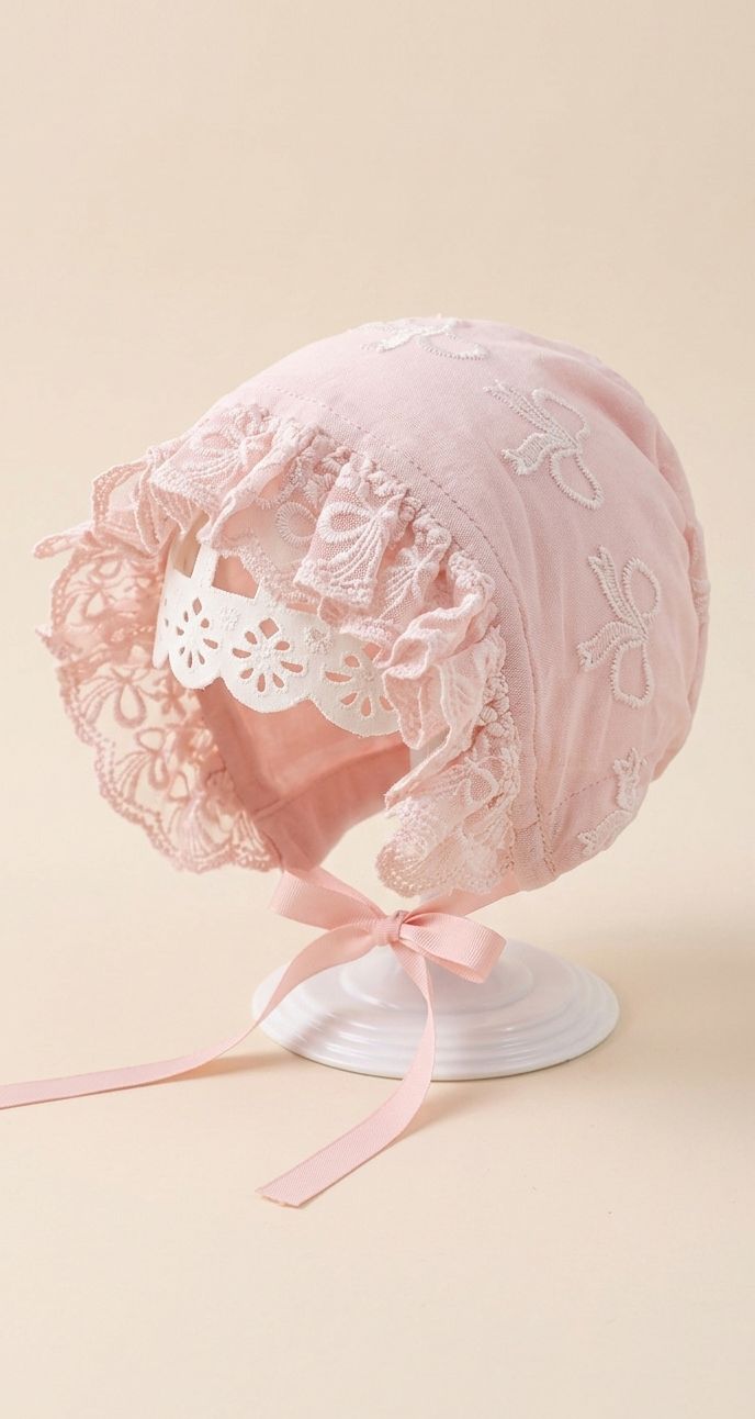 Blush Lace Heirloom Bonnet Cap