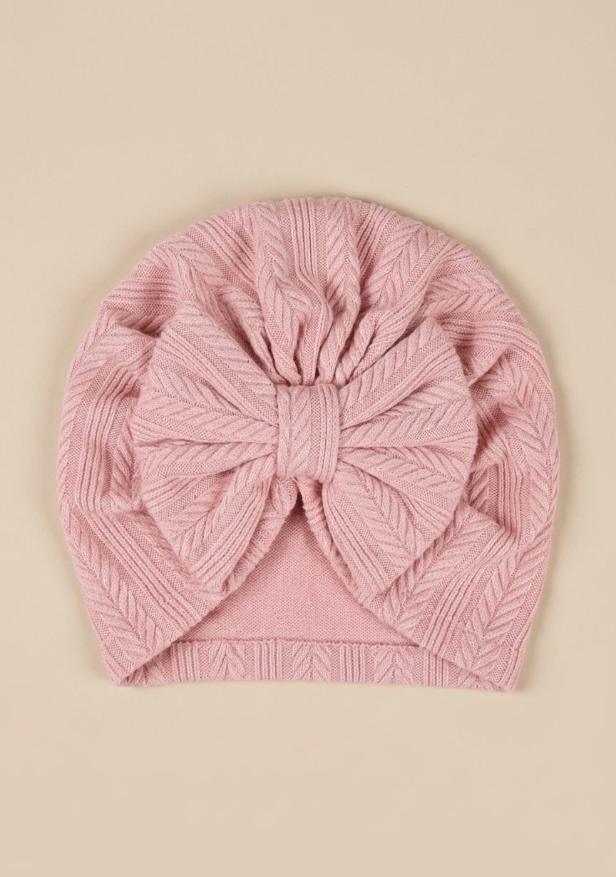 Dusty Pink Bow Turban Cap