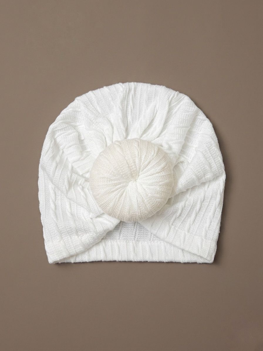 White Knotted Donut Turban Cap