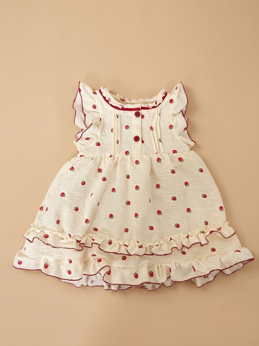 Strawberry Printed Layered Frock