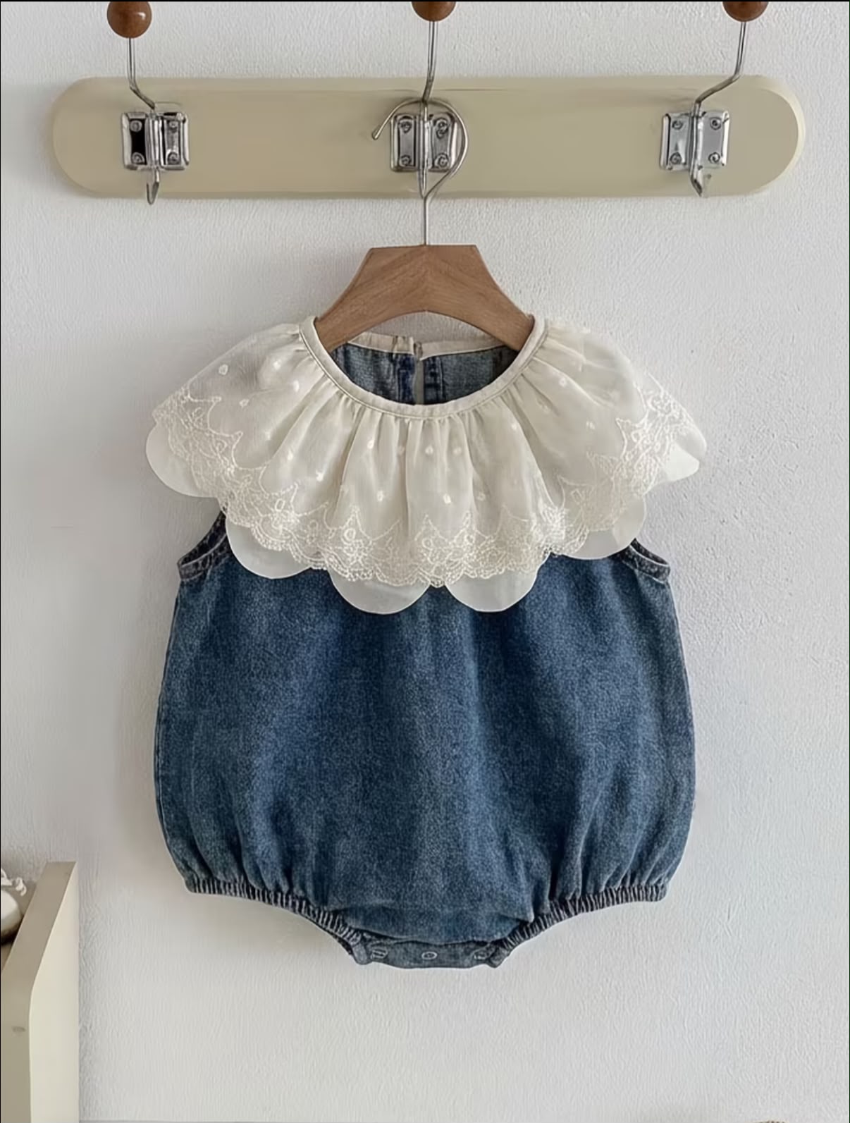 Lace Collar Denim Bubble