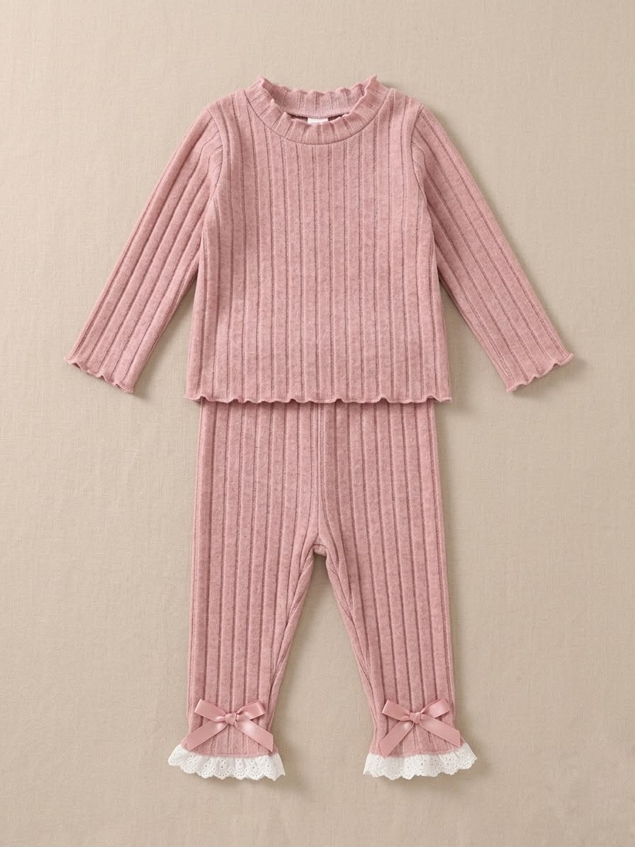 Blush Ruffle Rib Knit Set