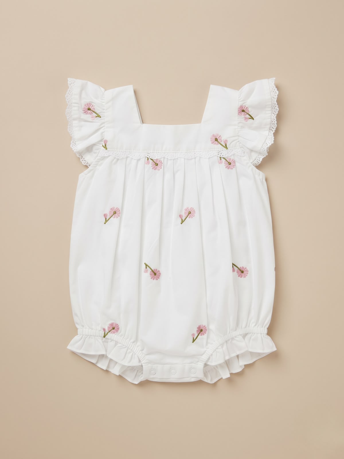 Embroidered Daisy Flutter Romper