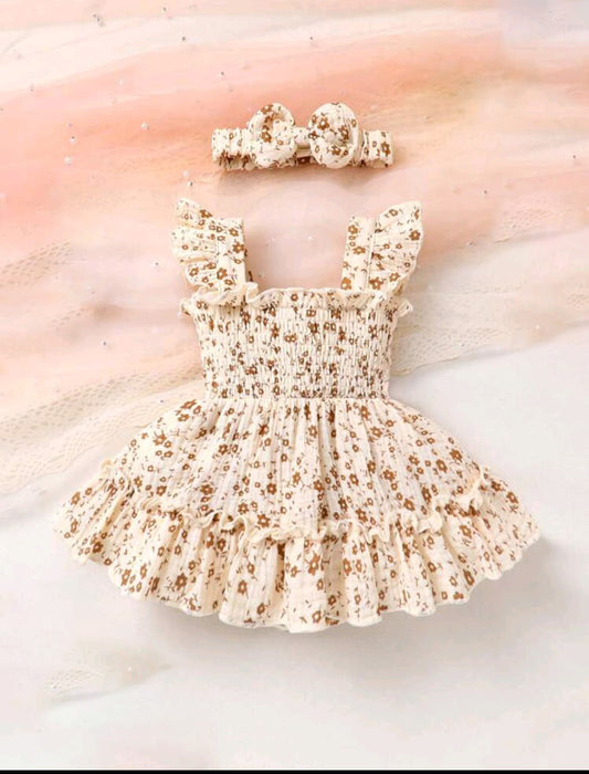 Floral Ruffle Frock with Headband