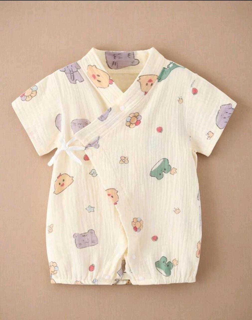 Bear and Bunny Muslin Kimono Romper