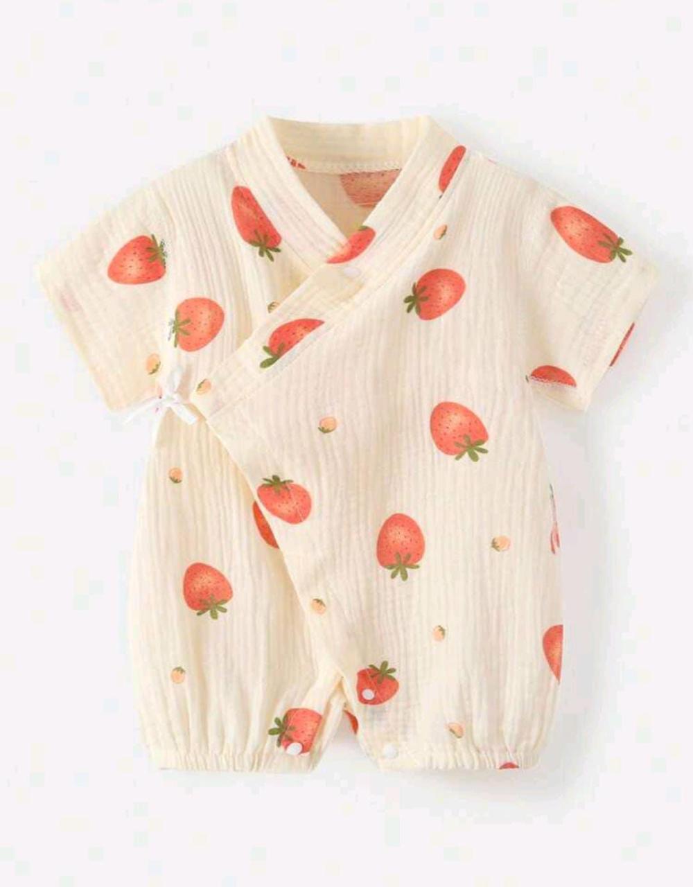 Strawberry Muslin Kimono Romper