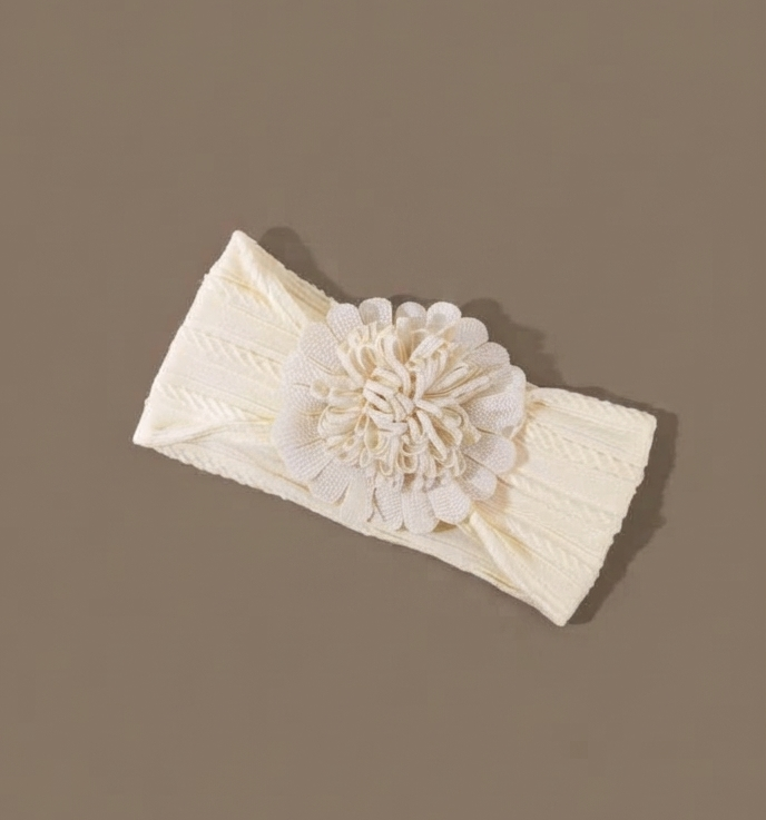 Knit Flower Headband - Beige