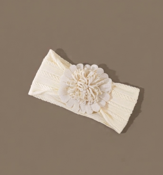 Knit Flower Headband - Beige