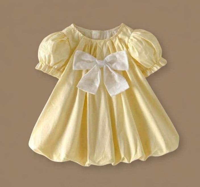Puff Sleeve Bubble Hem Dress