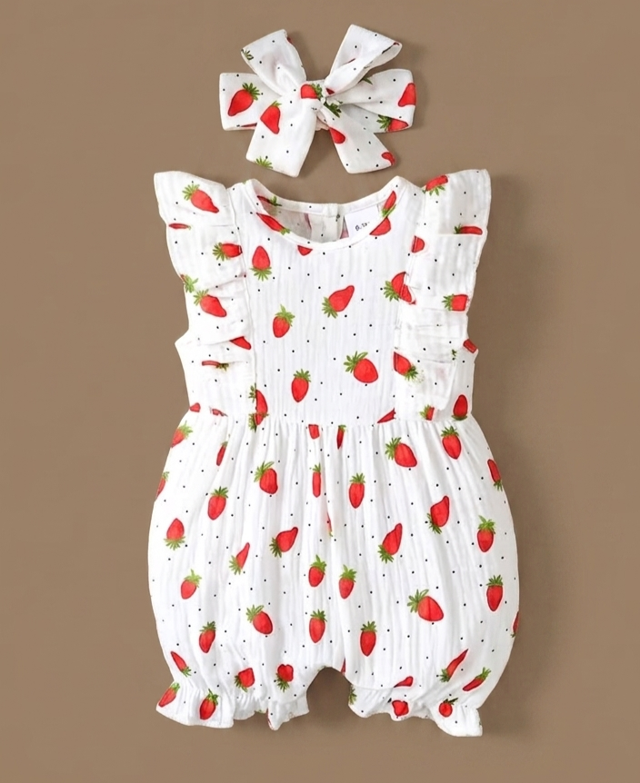 Strawberry Printed Romper Set