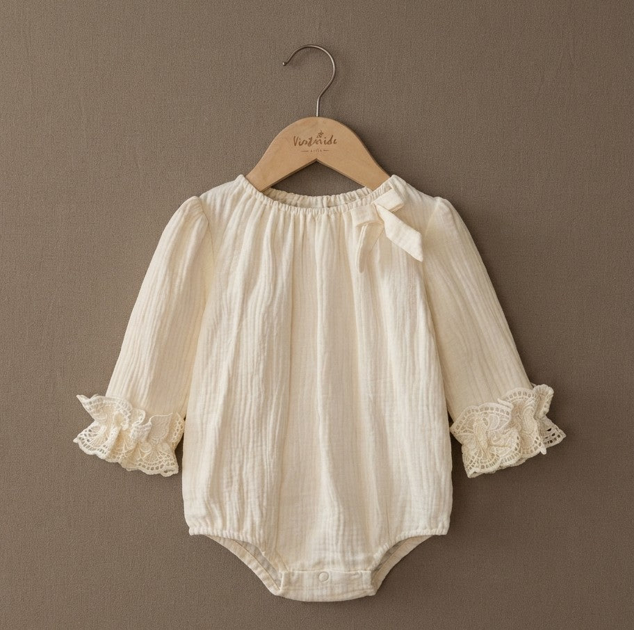 Boho Side-Bow Gauze Bodysuit