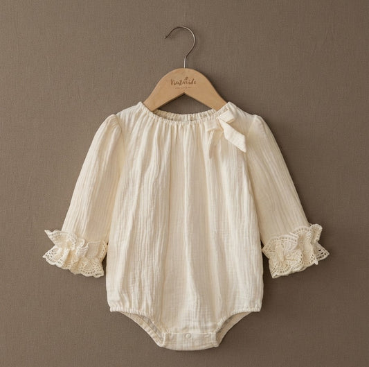 Boho Side-Bow Gauze Bodysuit