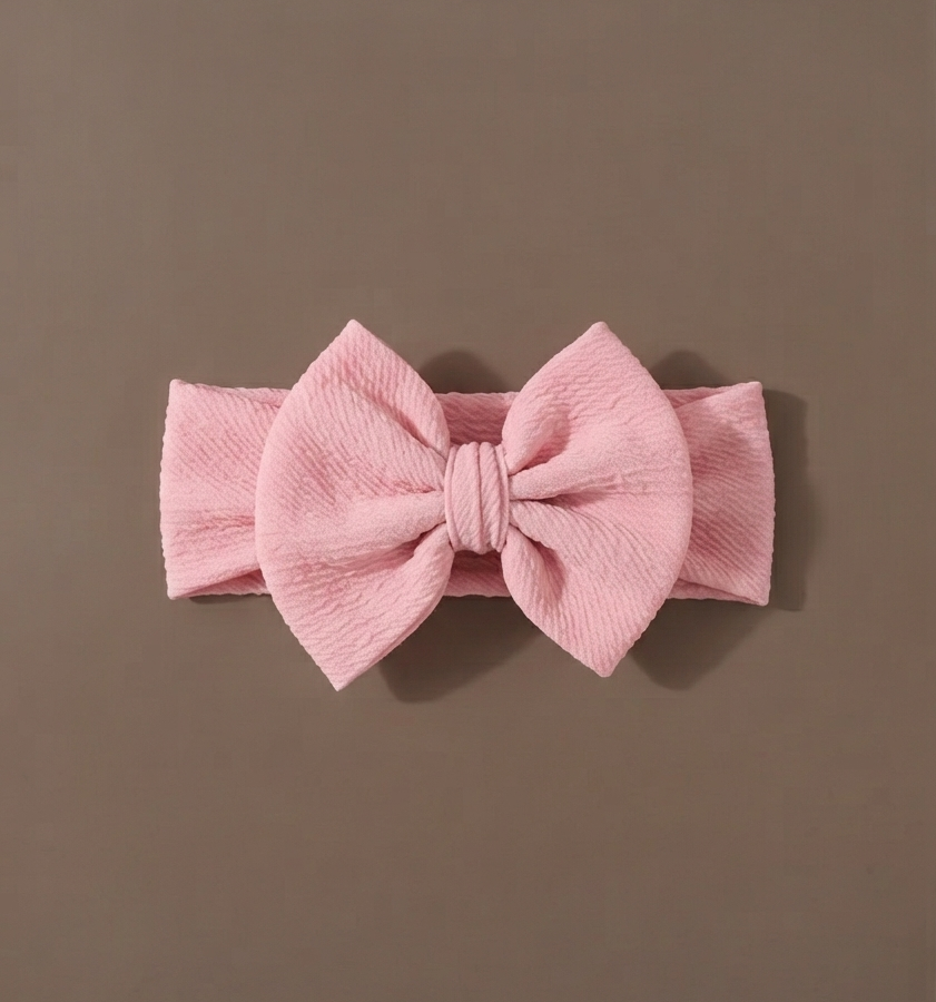 Crinkle Bow Headband - Dusty Pink