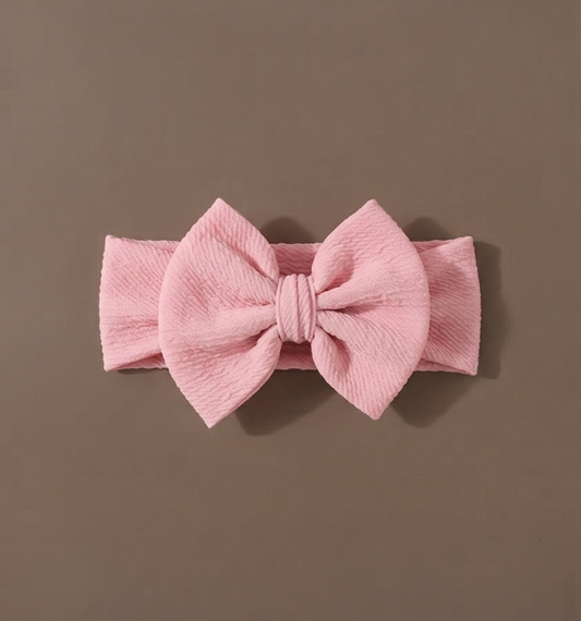 Crinkle Bow Headband - Dusty Pink