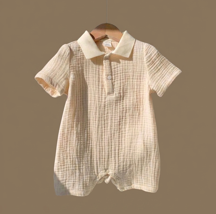 organic muslin polo romper