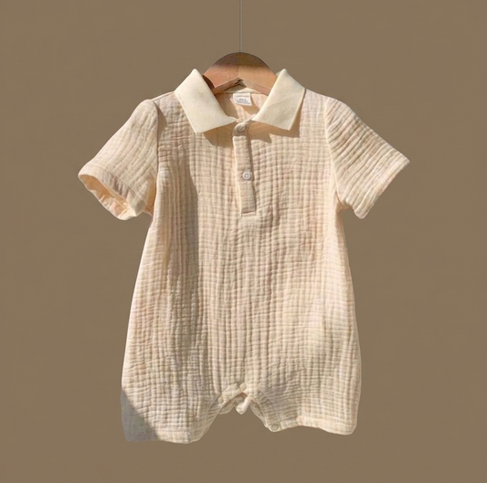 organic muslin polo romper