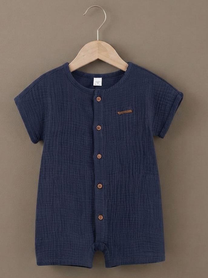 Classic Navy Textured Playsuit