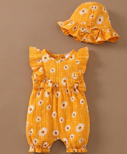 Organic muslin cotton romper set