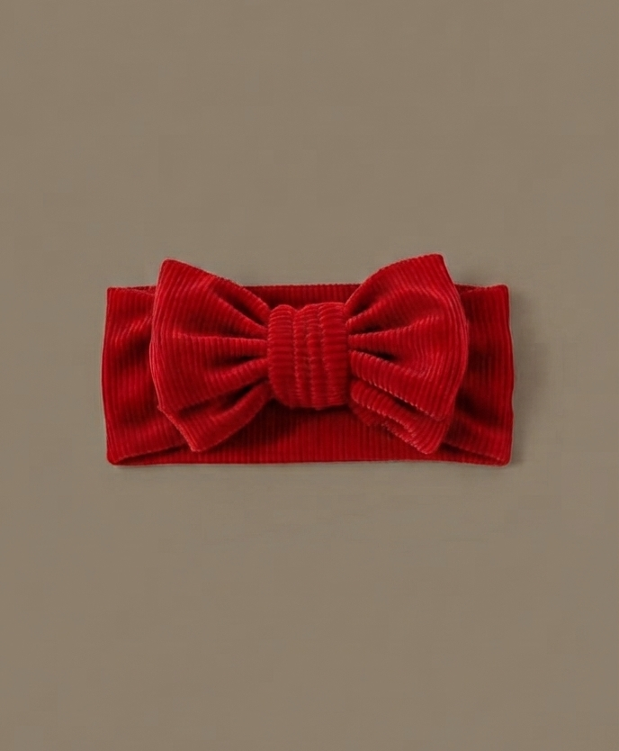 Corduroy Bow Headband - Crimson
