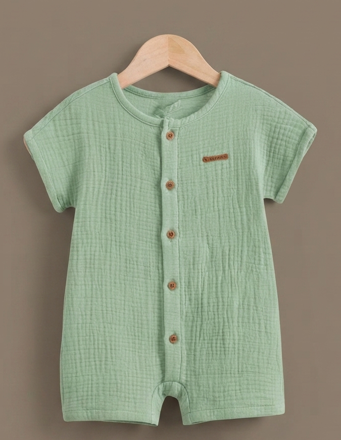 Sage Leaf Button Romper