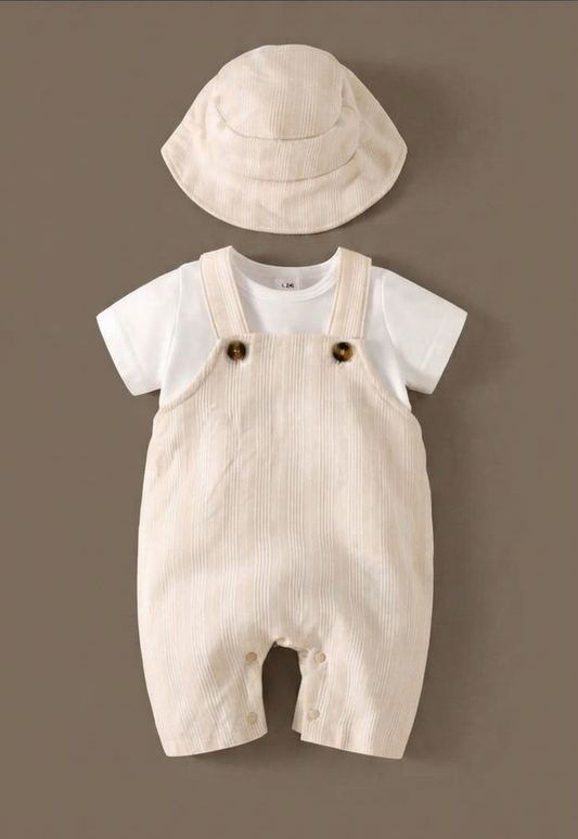 Cream Stripe Shortall Set