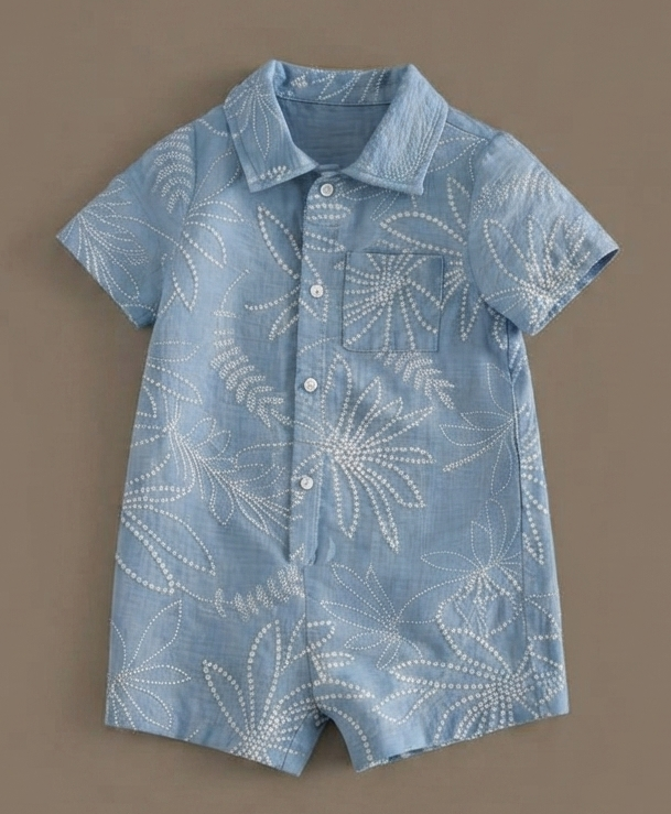 Sky Blue Floral Romper