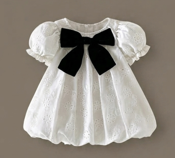 Little Miss Black Bow Bubble Dress
