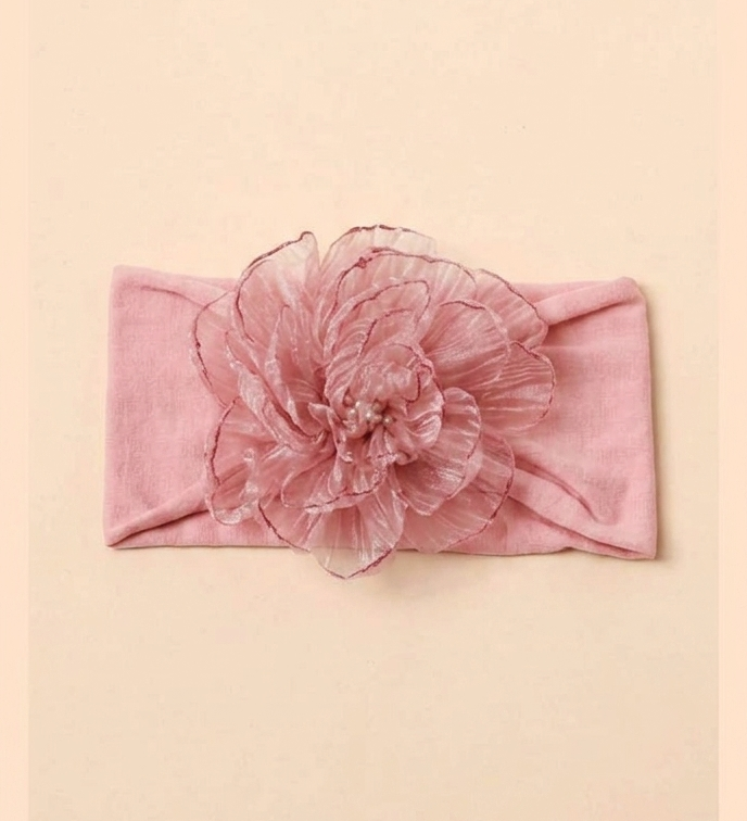 Organza Flower Headband - Muave Pink