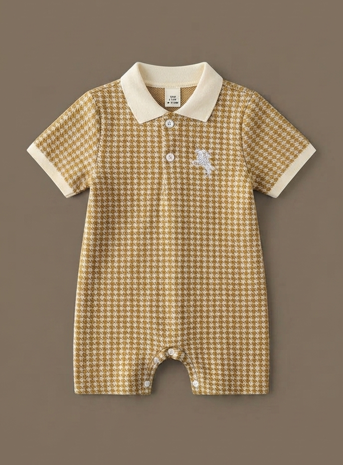Gold Gingham Knitted Jumper