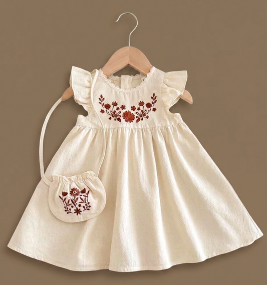 Crimson Petals Frock and Bag Set