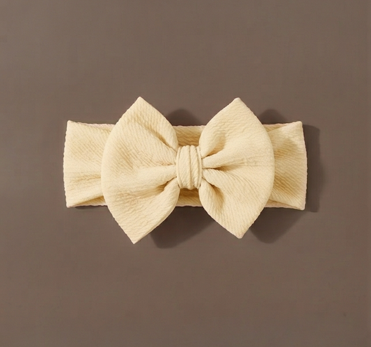 Crinkle Bow Headband - Butter Cream