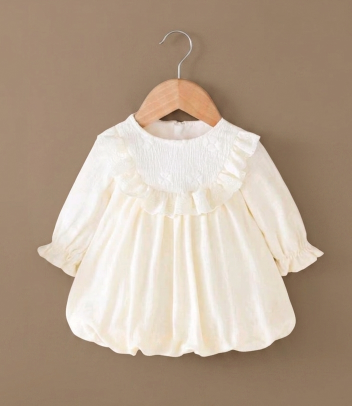 Balloon linen frock with full sleeves