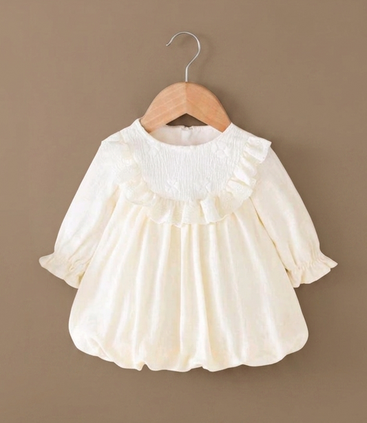 Balloon linen frock with full sleeves