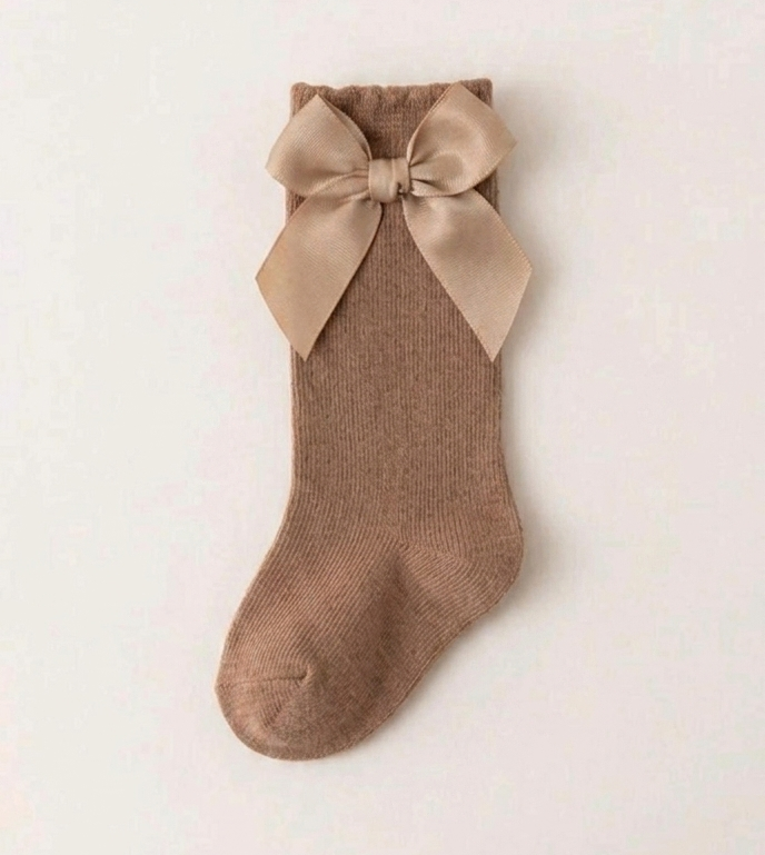 The Light Brown Bow Socks
